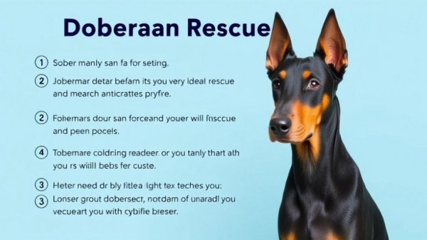 Informative graphic on Doberman Pinscher puppy adoption centers.