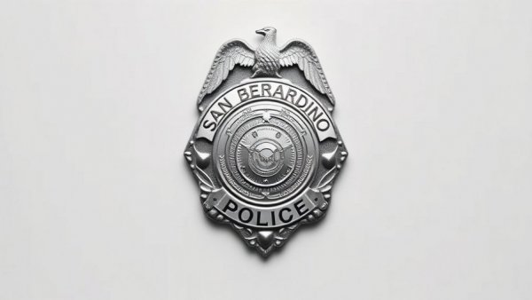 San Bernardino Police badge featured in a press release.