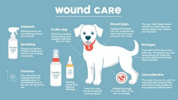 Infographic on dog wound care products categories.
