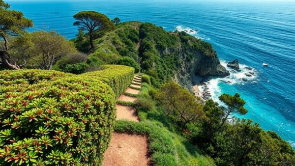 Island Hiking Adventures podcast cover with coastal view.