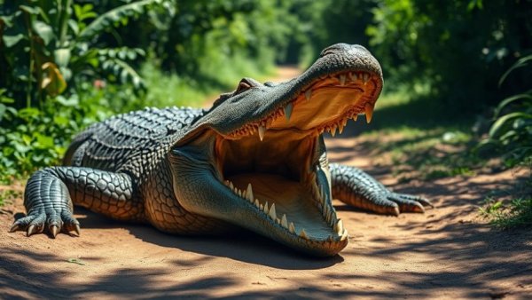 Crocodile with open mouth basking in sunlight, Fascinating Facts About Crocodiles.