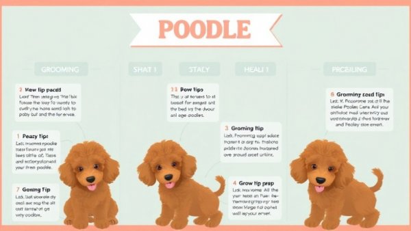Infographic on brown poodle grooming schedule for pet care