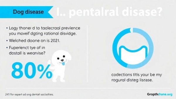 Infographic showing 80% dental disease in dogs, emphasizing dog dental care products.