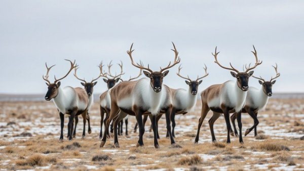 Arctic reindeer in tundra highlighting wildlife risks from oil drilling.