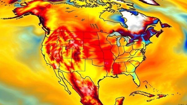 Colorful temperature anomaly map showing California weather patterns.