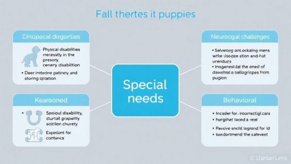Educational diagram on categories of special needs in puppies for adopting a special needs puppy.