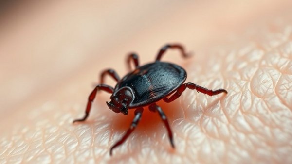 Close-up of tick on skin linked to Alpha-gal syndrome.