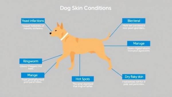 Infographic on common dog skin conditions for choosing dog skin care products.