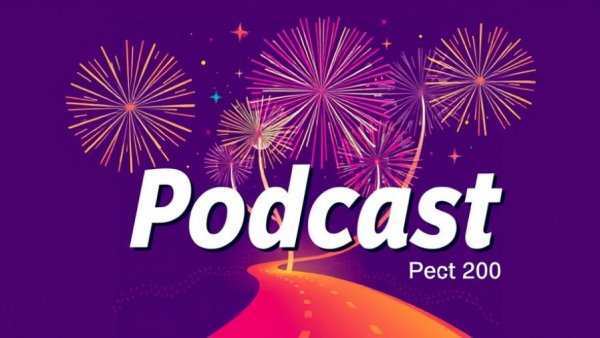 Vibrant podcast graphic with fireworks for New Year hiking trails.
