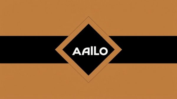 Geometric diamond logo with bold text in black and brown.