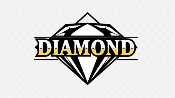 Vintage Diamond logo design with distinctive typography in gold and white