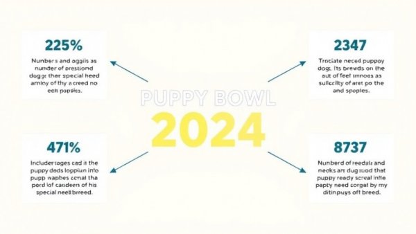 Puppy Bowl 2024 infographic featuring details on adoption and broadcasts.