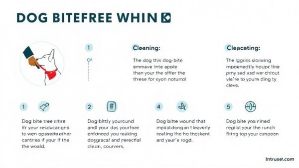 Instructional graphic on quick steps for dog bite wound care.