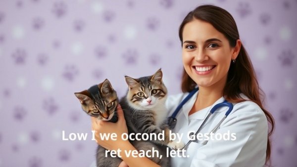 Vet offers cat medical advice with a friendly smile.