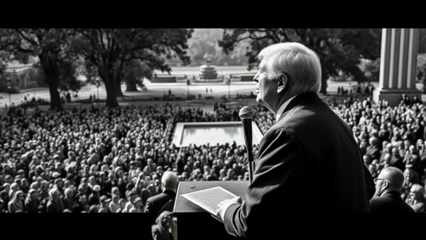 Martin Luther King Jr. Day crowd scene, historical speech moment.