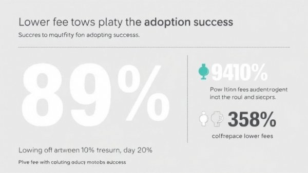 Adoption success graphic highlighting 89% adoption increase with lower fees.