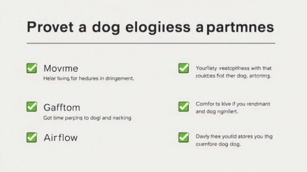 Checklist of dog-friendly apartment tips for comfort and airflow.