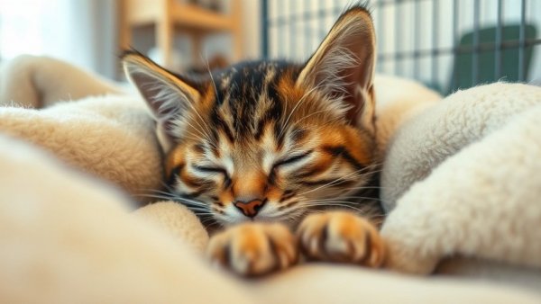 Tabby kitten sleeping peacefully, highlighting kitten season overpopulation solutions.
