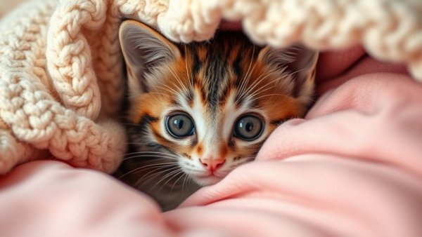 Cute kitten in blankets, Mochi rescue story