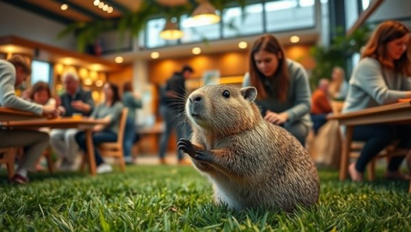 Exotic Animal Cafés Welfare Concerns: People engaging with a capybara.