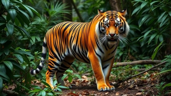 Sumatran Tiger Conservation: Tiger in tropical forest setting.