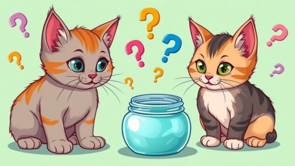 Cats examining Vaseline jar for cat hairballs.