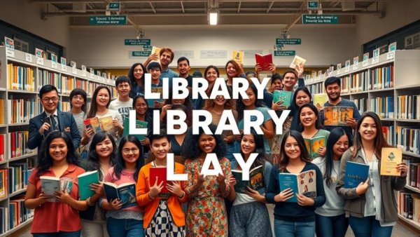 Library Shelfie Day 2026 collage with diverse people and books