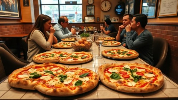 Artisan pizzas at a cozy cafe, highlighting Lobster Pizza in Brooklyn.
