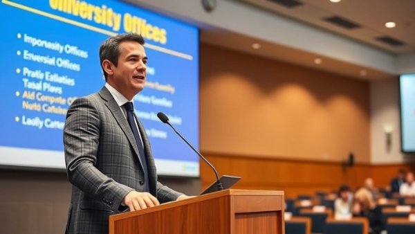 Touro University student orientation presentation in lecture hall.