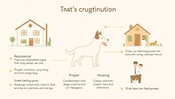 Minimalist dog lifestyle infographic highlighting core needs.