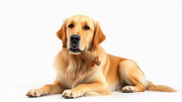 Golden retriever with toy, history-inspired dog names concept.