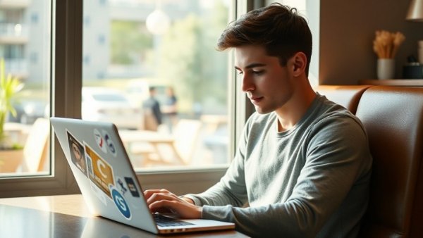 Young man researching with laptop in a cafe, Finding Research Articles through Hyperlinks.