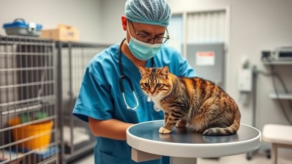 Veterinarian examines cat for insights into long Covid and feline coronavirus.