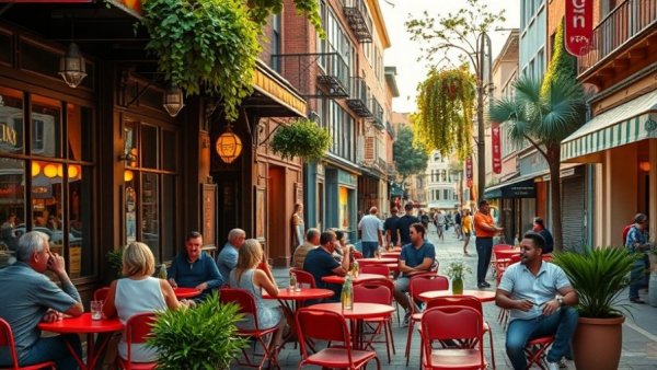 Dimes Square Outdoor Dining Future vibrant street scene.