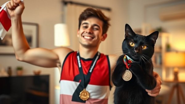 Ilia Malinin celebrates with his cat, highlighting mental health and companionship for athletes.