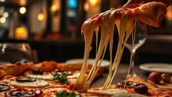 Tokyo Pizza slice with melted cheese in New York City restaurant.