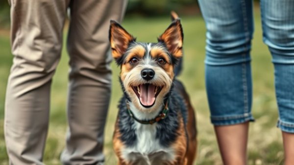 Why Dogs Get Scared During Storms: Terrier standing between people.