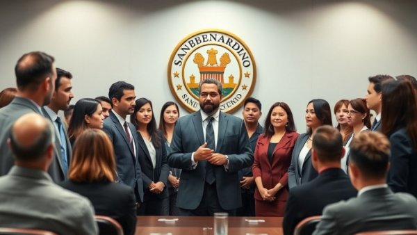 Officials in San Bernardino meeting discussing Robotic K9 Unit.