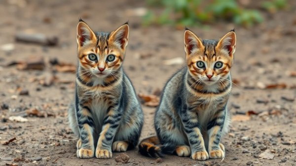 Attentive feral cats in natural setting, highlighting what feral cats need from people.