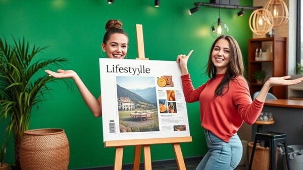 Palm Garden Event House Celebration with woman and magazine cover