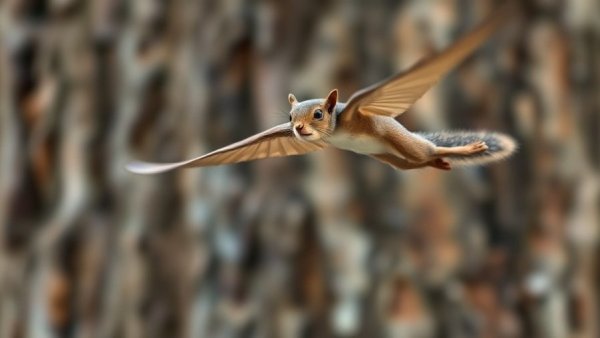 Flying squirrel gliding gracefully, showcasing unique membrane.