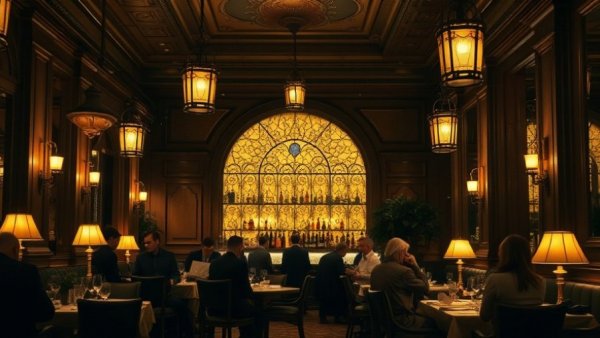 Ambassadors Clubhouse fine dining with warm lighting