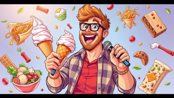 Illustration depicting culinary habits in a colorful, playful scene.