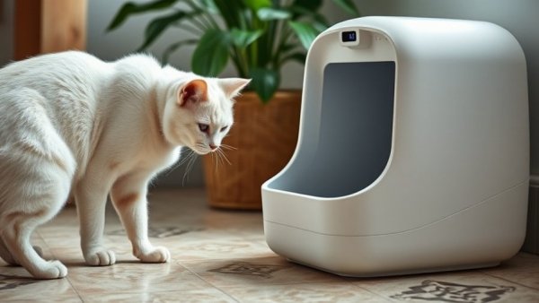 Neakasa AirStep Odor-Eliminating Cat Litter Box with curious cat exploring.