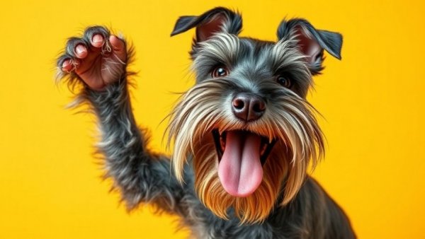 Playful Schnauzer posing for Italian dog names.