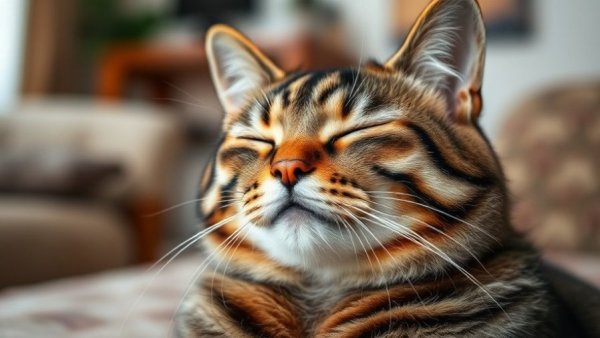 Winning cat photo contest entry showcasing a blissful tabby cat.
