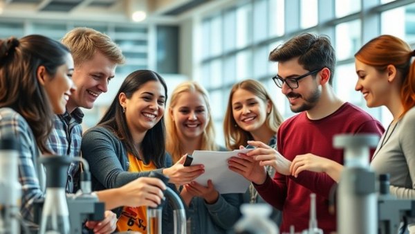 University students collaborating on a project, showcasing the importance of libraries in education.