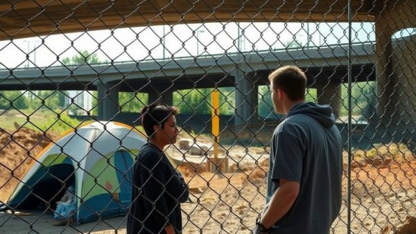 Discussion on homelessness by San Bernardino County tent encampment