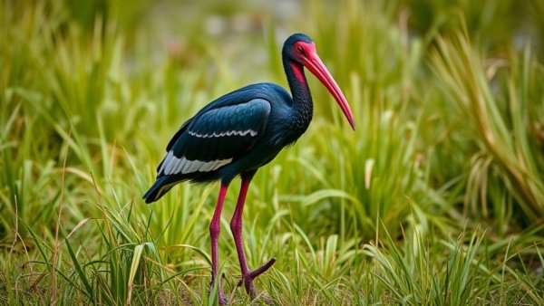 Bald ibis in natural habitat highlighting conservation efforts.