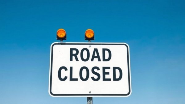 Road closed sign for Sixth Street Closure San Bernardino.